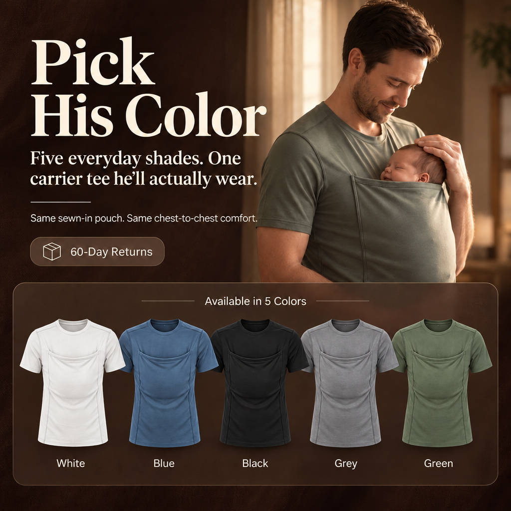 Dad carrier t-shirt in 5 colours: white, blue, black, grey, green