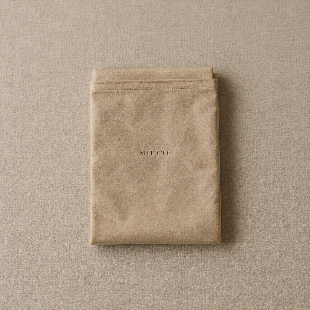 Le sac MIETTE plié à plat, vu du dessus