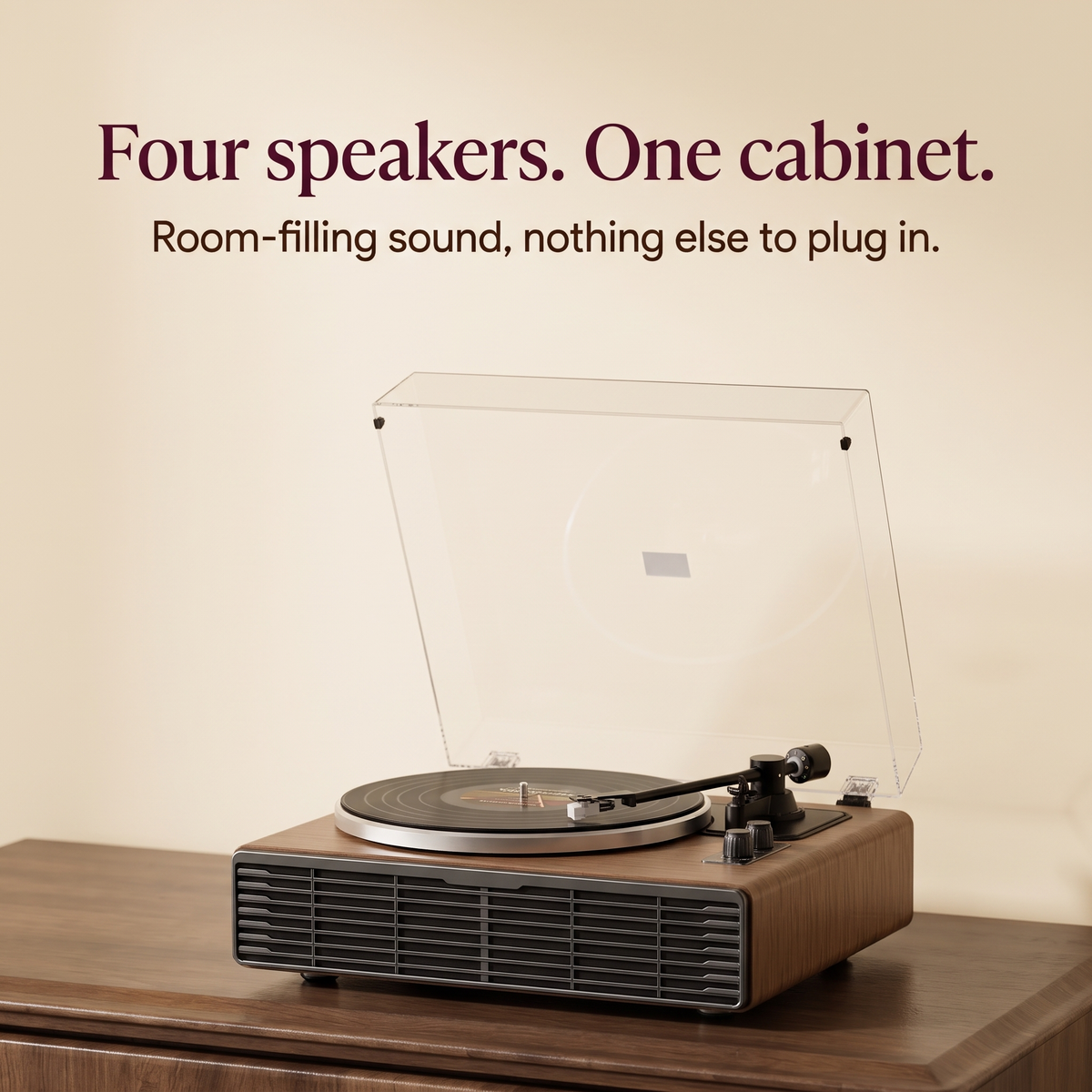Four speakers. One cabinet.