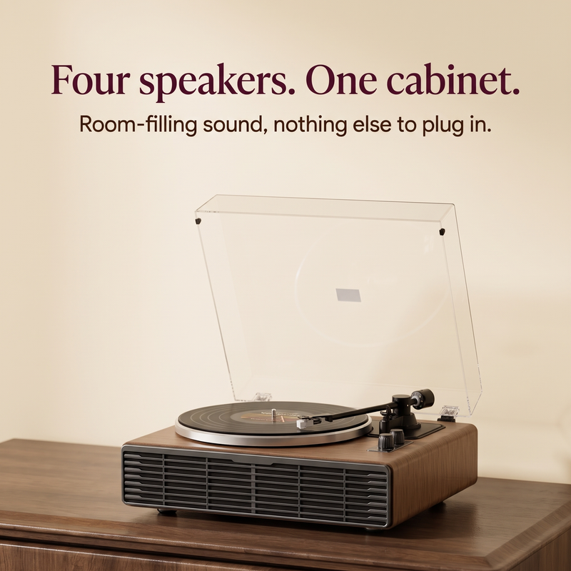 Four speakers. One cabinet.