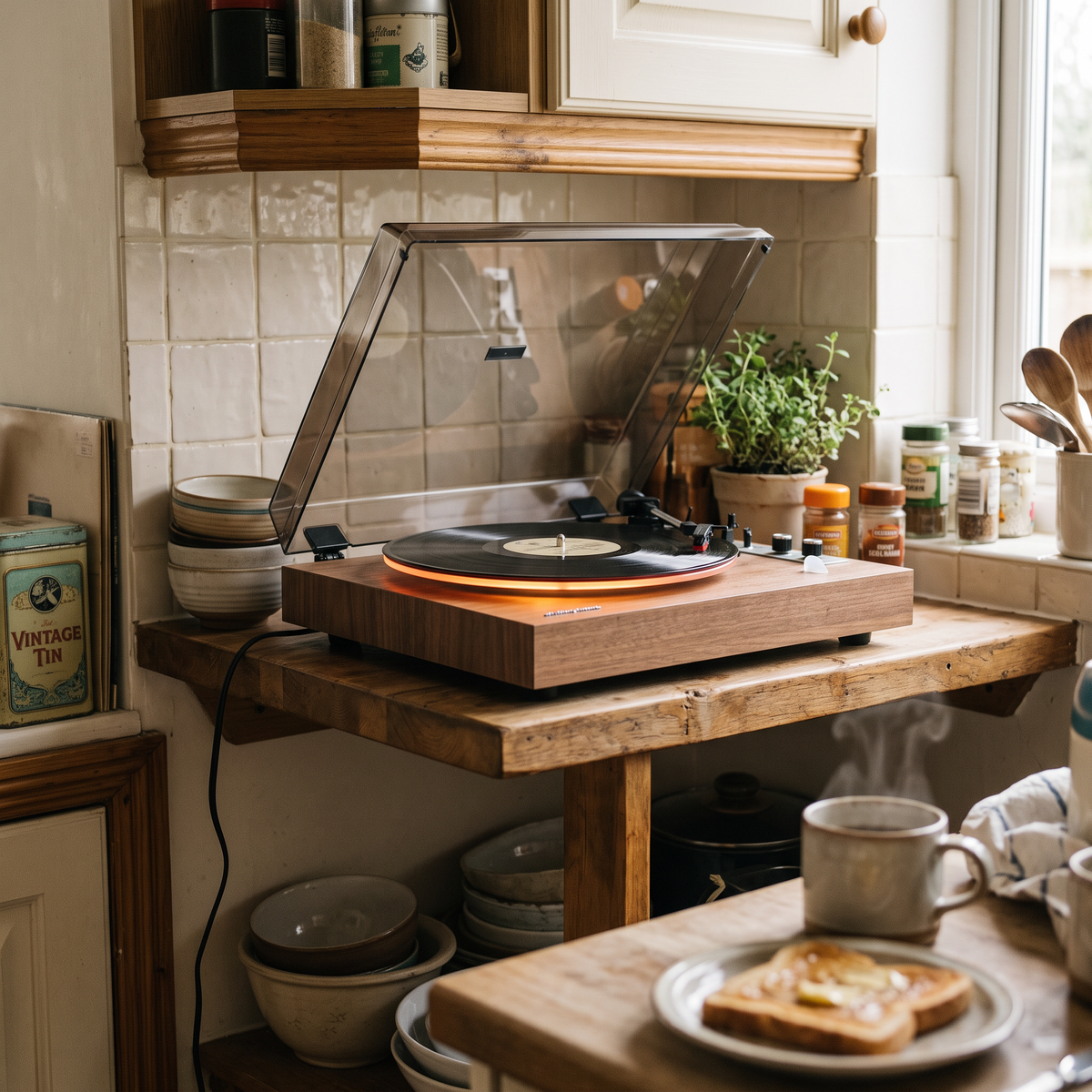 The Heirloom Loft on a kitchen shelf